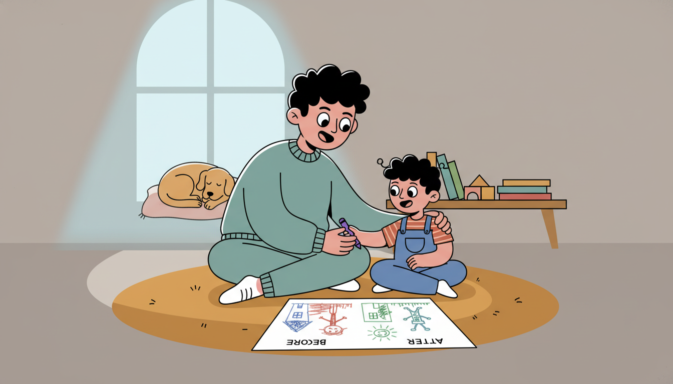 Before and after drawing